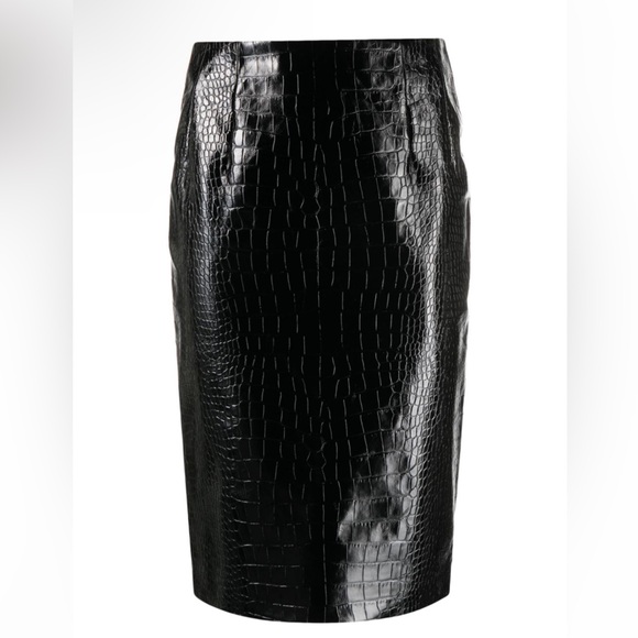 NWT Versace Crocodile Embossed Calf Leather Pencil Skirt $2450 Size 38 RUNWAY - Picture 4 of 6